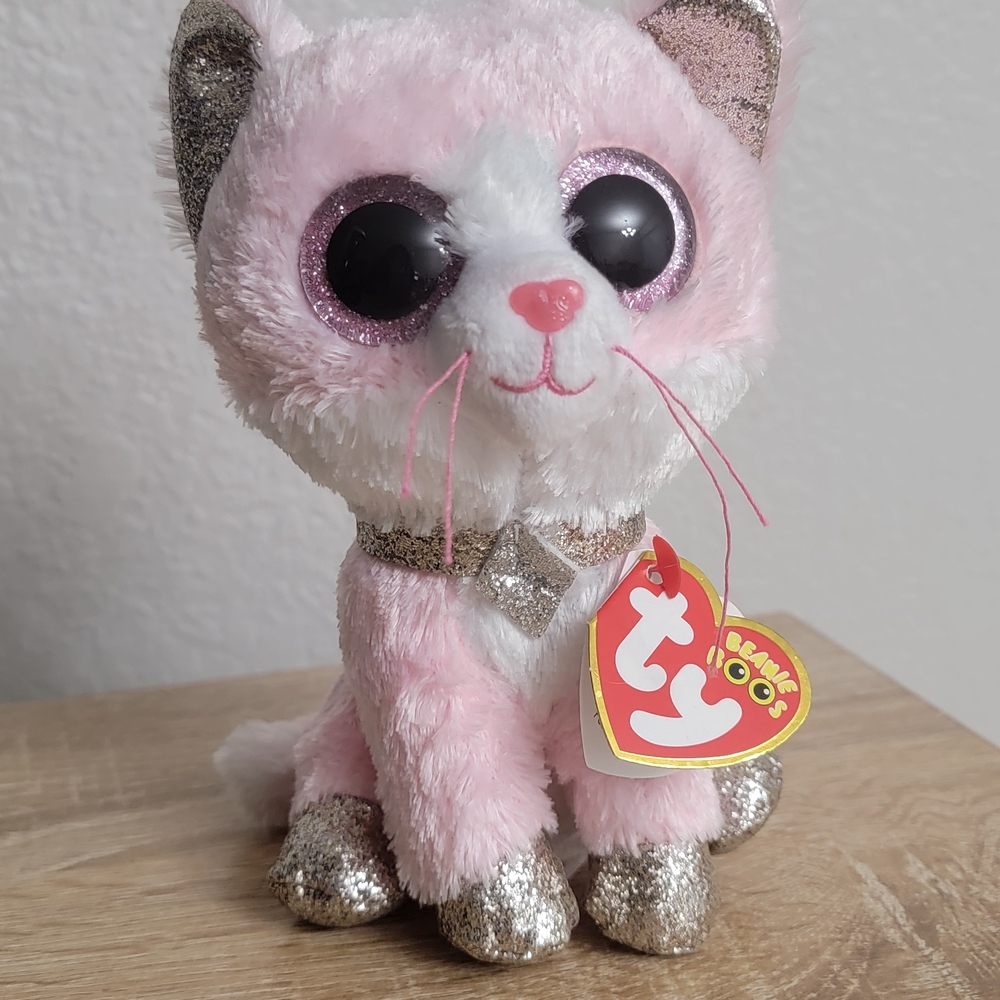 Pink and White Plush Cat Toy